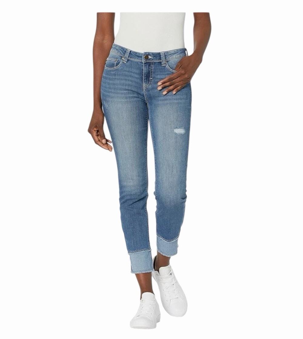 Jordache Legacy Emily Jeans Size 4 Mid Rise Skinny Mismatched Cuff Hem